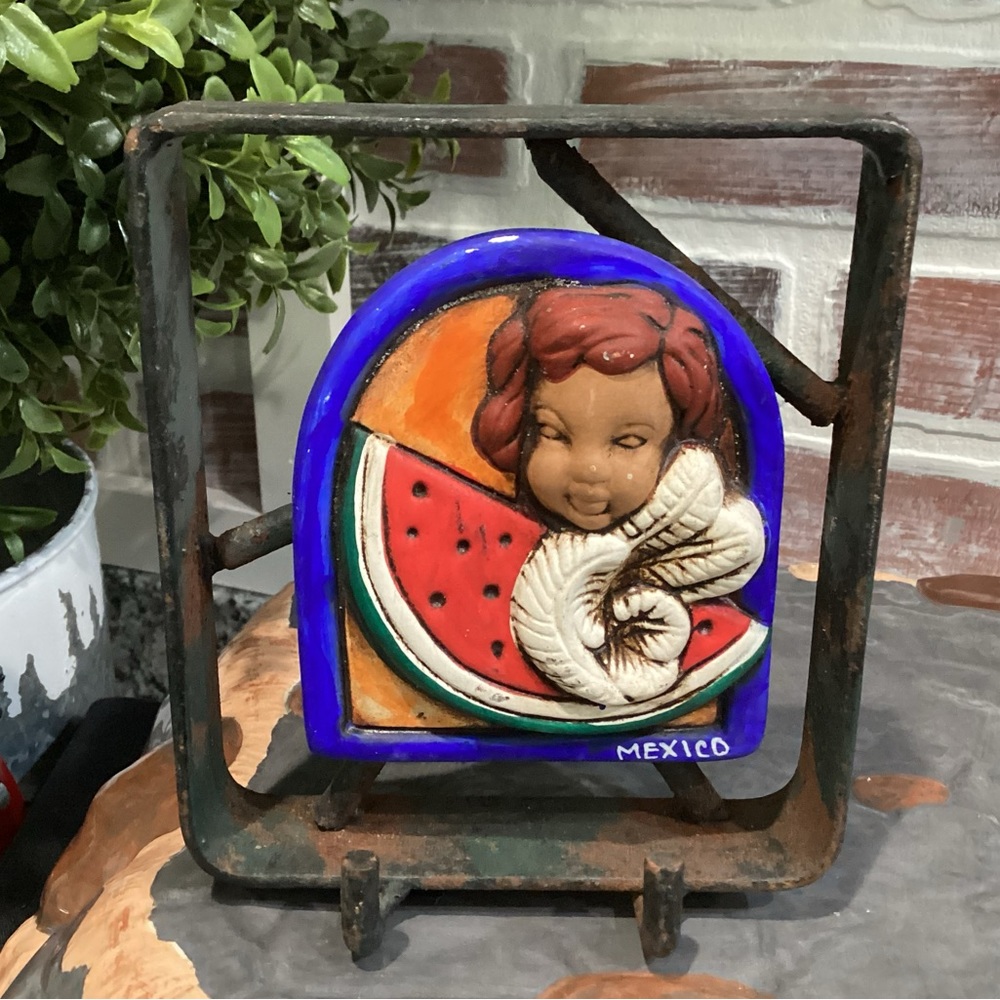 🔵 Extremely unique Mexico Art Decor Key Holder - Heavy Metal & Ceramic Crafted